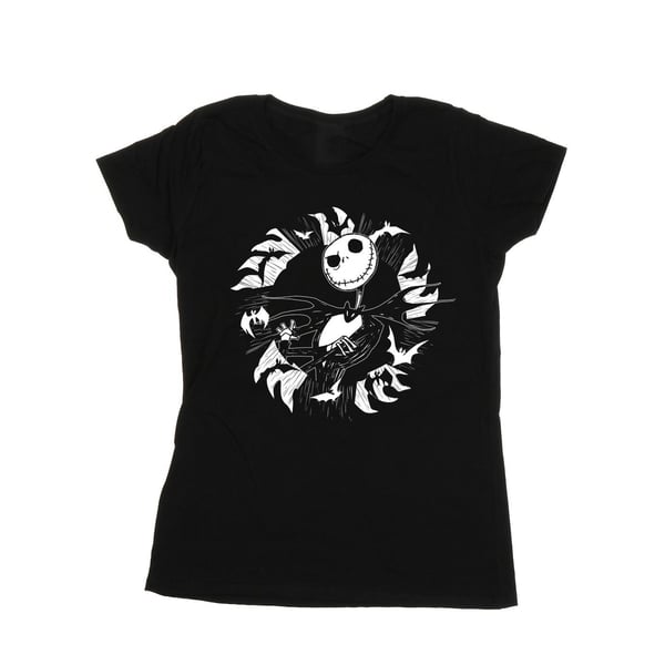 Disney Womens/Ladies Nightmare Before Christmas Jack Bat Circle Cotton T-Shirt