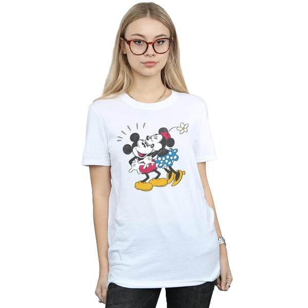 Disney Womens/Ladies Mickey Mouse Mickey And Minnie Kiss Cotton Boyfriend T-Shirt