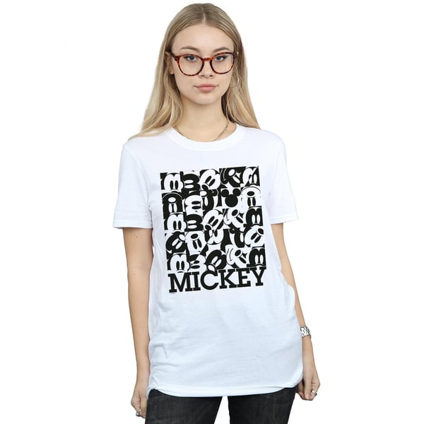 Disney Womens/Ladies Mickey Mouse Grid Cotton Boyfriend T-Shirt