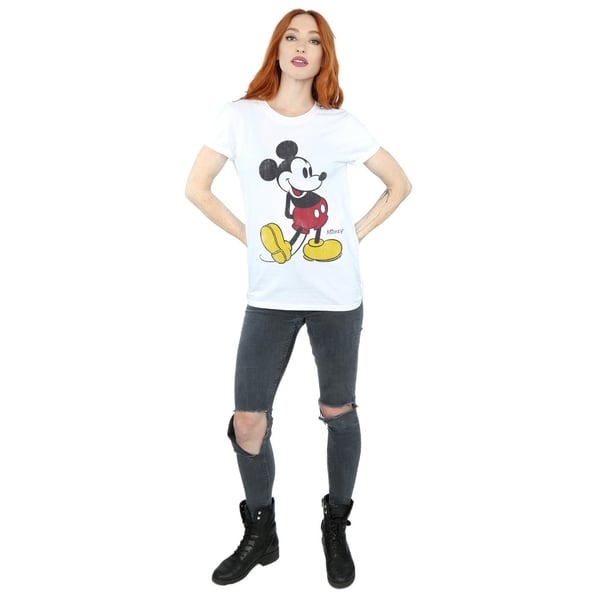 Disney Womens/Ladies Mickey Mouse Classic Kick Cotton Boyfriend T-Shirt