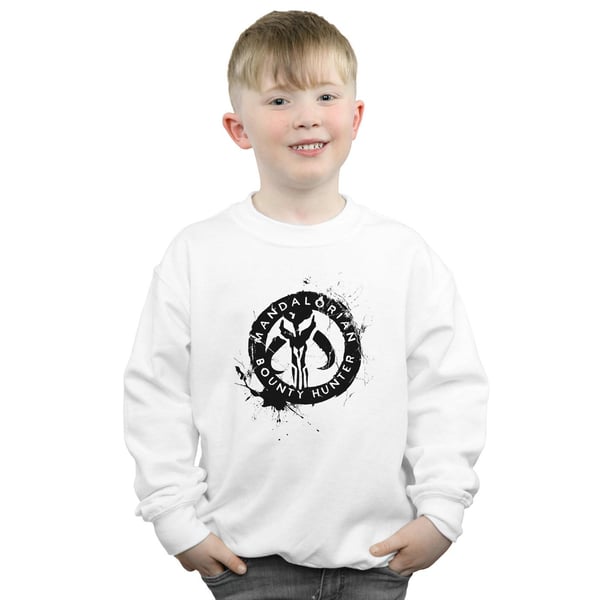 Star Wars Boys The Mandalorian Bounty Hunter Splatter Skull Sweatshirt
