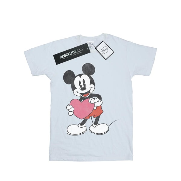 Disney Dam/Dam Mickey Mouse Alla hjärtans dag hjärta T-shirt i bomull Boyfriend-modell
