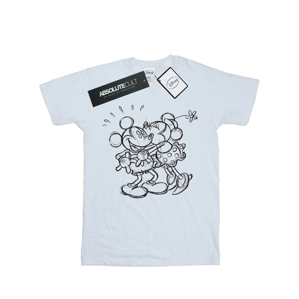 Disney Womens/Ladies Mickey And Minnie Mouse Kiss Sketch Cotton Boyfriend T-Shirt