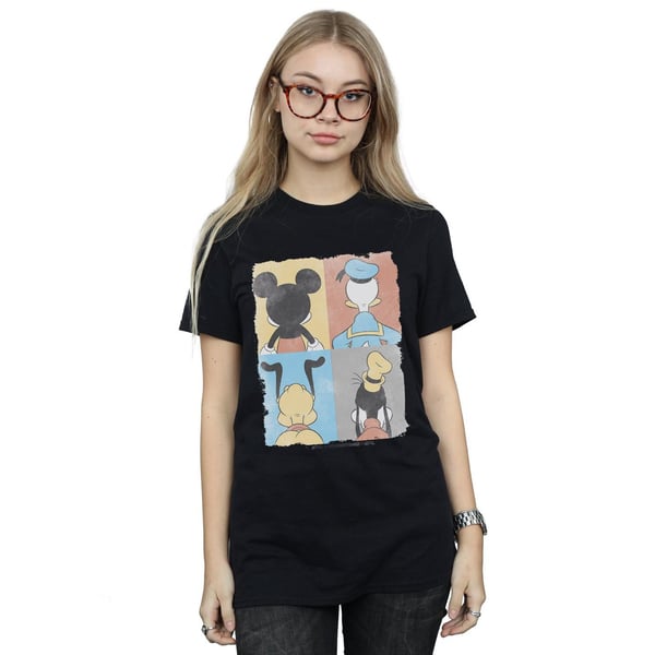 Disney Womens/Ladies Mickey Mouse Four Backs Cotton Boyfriend T-Shirt