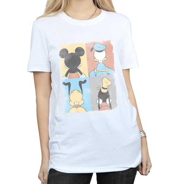Disney Womens/Ladies Mickey Mouse Four Backs Cotton Boyfriend T-Shirt