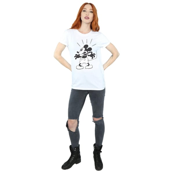 Disney Womens/Ladies Mickey Mouse Scared Cotton Boyfriend T-Shirt