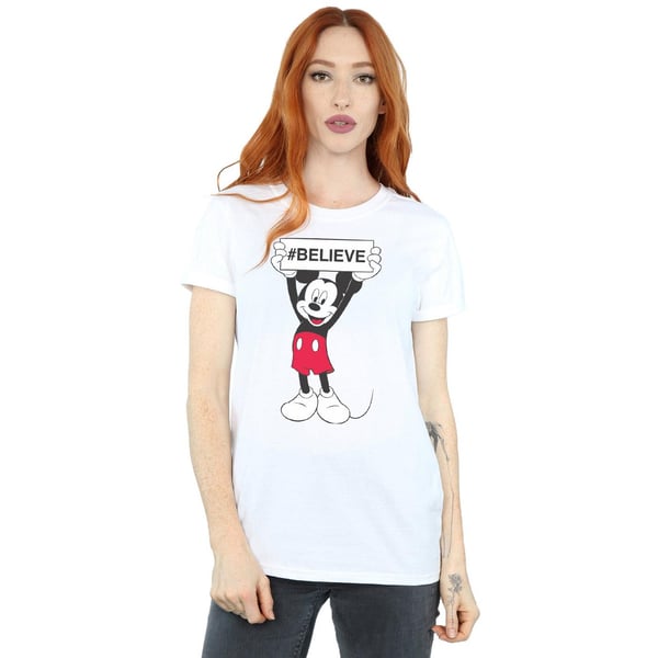 Disney Womens/Ladies Mickey MouseBelieve Cotton Boyfriend T-Shirt