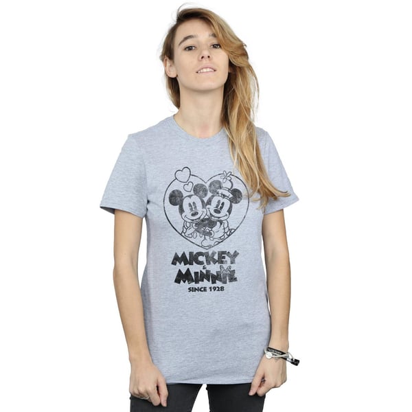 Disney Womens/Ladies Mickey And Minnie Mouse Since 1928 Cotton Boyfriend T-Shirt