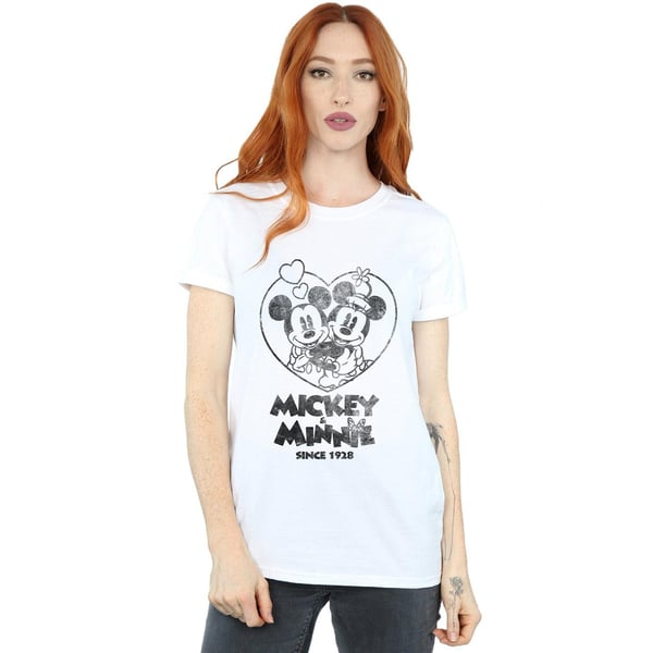 Disney Womens/Ladies Mickey And Minnie Mouse Since 1928 Cotton Boyfriend T-Shirt