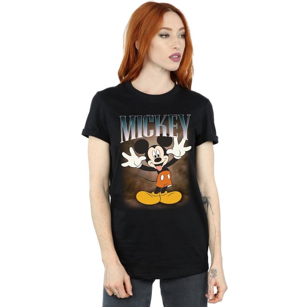 Disney Womens/Ladies Mickey Mouse Tongue Montage Cotton Boyfriend T-Shirt