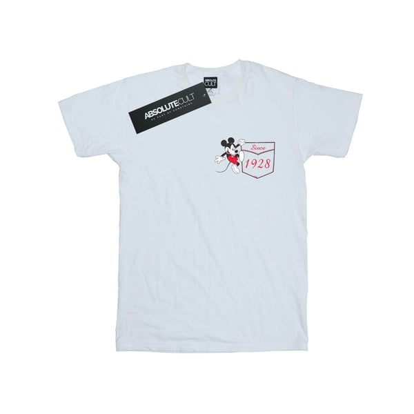 Disney Womens/Ladies Mickey Mouse Faux Pocket Since 1928 Cotton Boyfriend T-Shirt