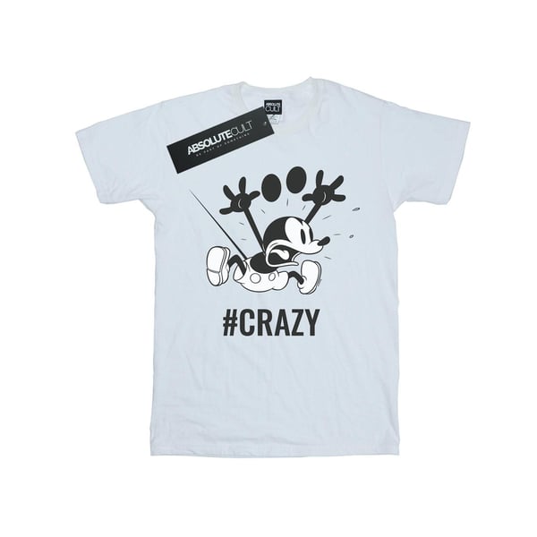 Disney Womens/Ladies Mickey Mouse #Crazy Cotton Boyfriend T-Shirt