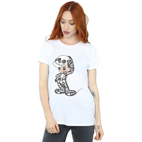 Disney Womens/Ladies Mickey Mouse Skeleton Cotton Boyfriend T-Shirt