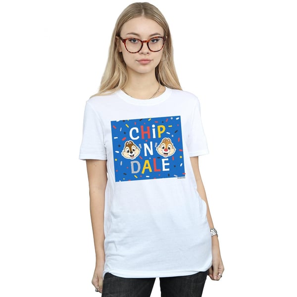 Disney Womens/Ladies Chip N Dale Blue Frame Cotton Boyfriend T-Shirt
