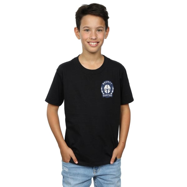 Star Wars Boys The Mandalorian Bounty Hunter Badge Breast Print T-Shirt