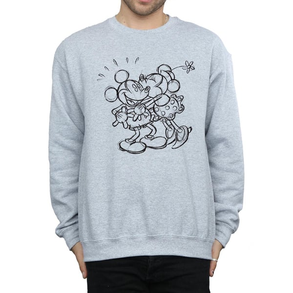 Disney Mens Mickey And Minnie Mouse Kiss Sketch Sweatshirt