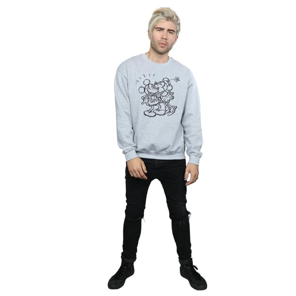 Disney Mens Mickey And Minnie Mouse Kiss Sketch Sweatshirt