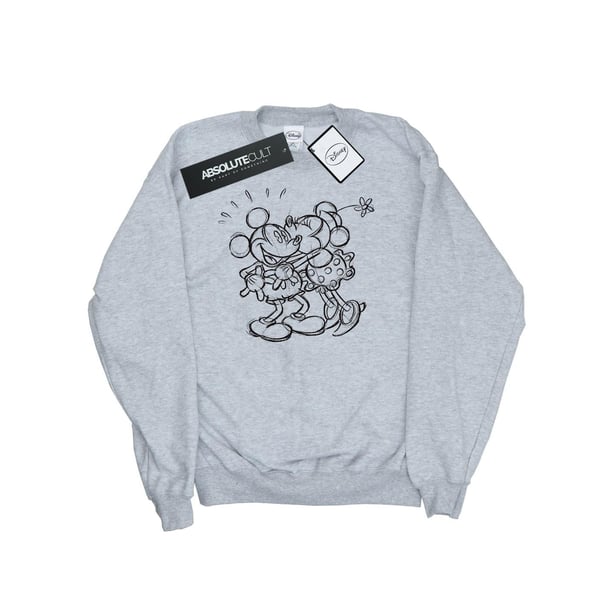 Disney Mens Mickey And Minnie Mouse Kiss Sketch Sweatshirt