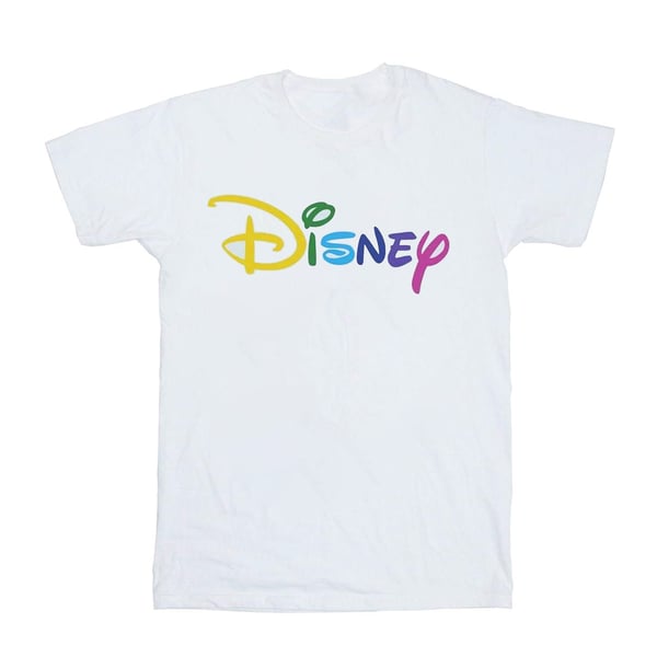 Disney Dam/Dam Färg Logotyp Bomull Boyfriend T-Shirt