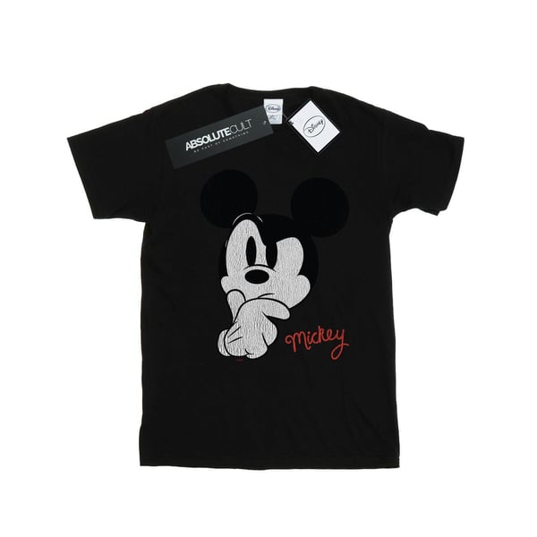 Disney Womens/Ladies Mickey Mouse Distressed Ponder Cotton Boyfriend T-Shirt