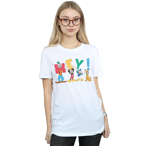 Disney Womens/Ladies Mickey Mouse Friends Hey Cotton Boyfriend T-Shirt