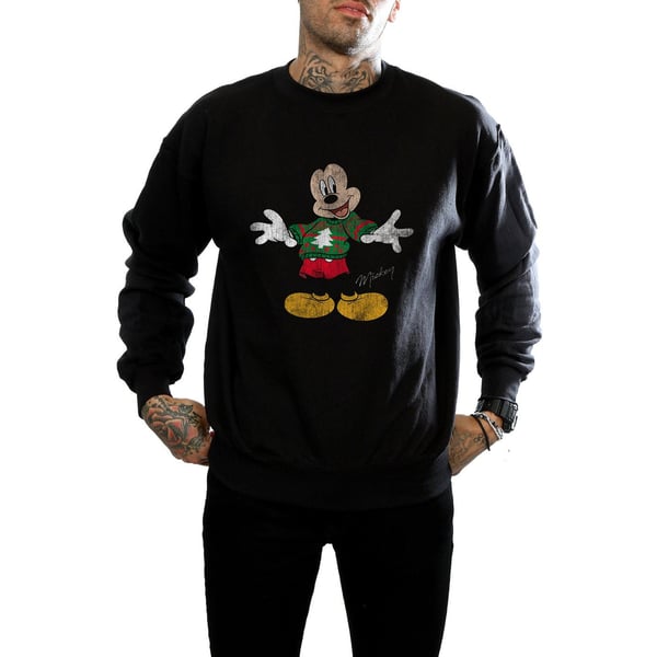 Disney Mens Mickey Mouse Christmas Jumper Sweatshirt