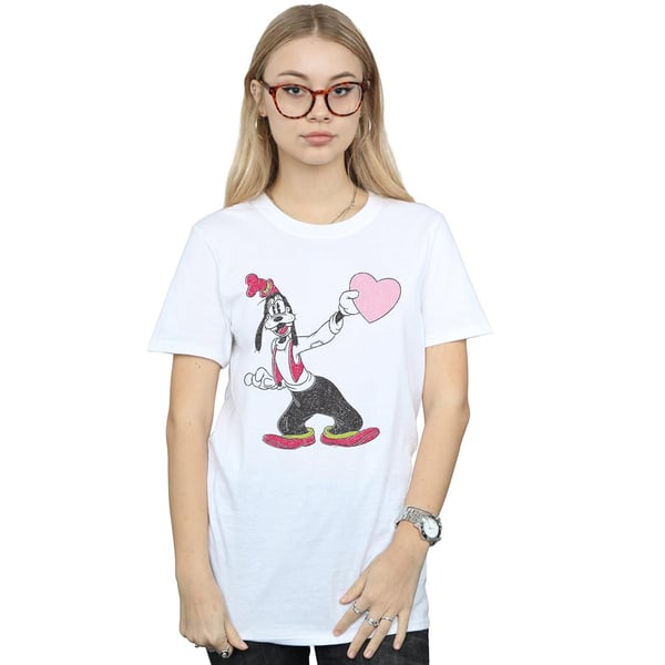 Disney Womens/Ladies Goofy Love Heart Cotton Boyfriend T-Shirt