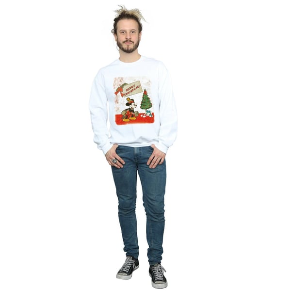 Disney Mens Mickey Mouse Vintage Christmas Sweatshirt