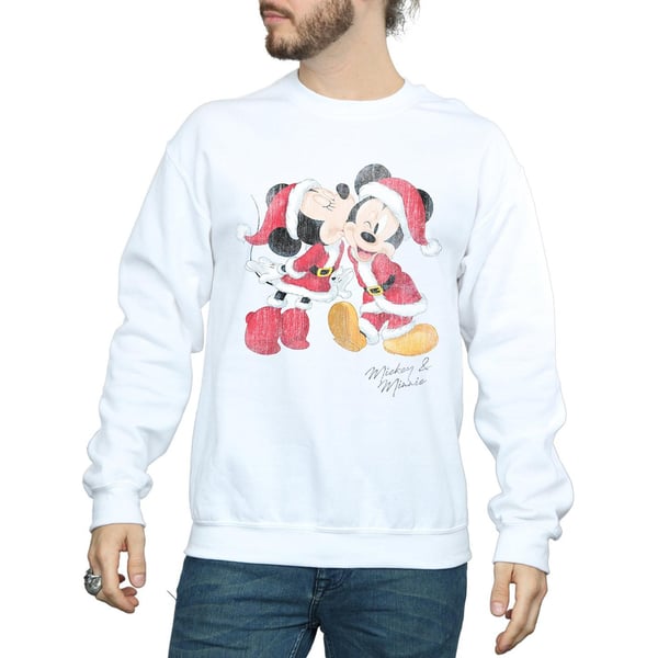 Disney Mens Mickey And Minnie Christmas Kiss Sweatshirt