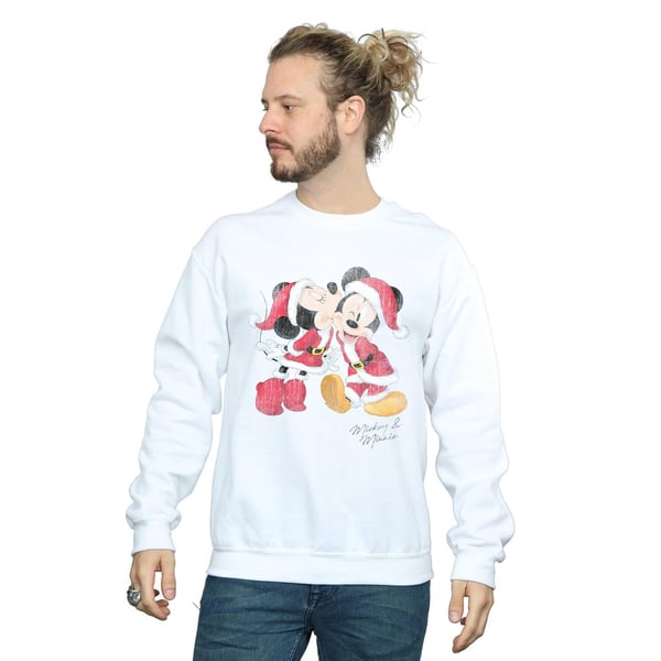 Disney Mens Mickey And Minnie Christmas Kiss Sweatshirt