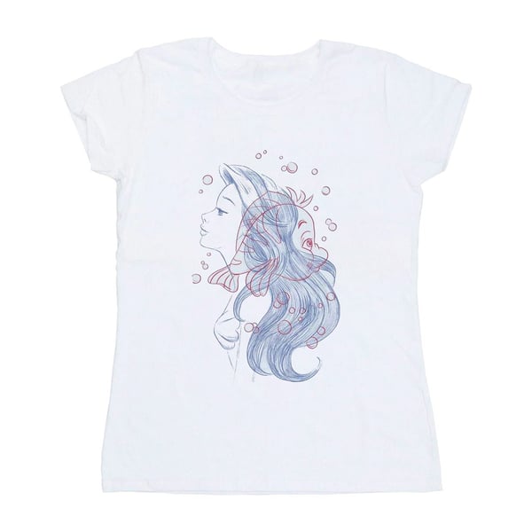 Disney Womens/Ladies Ariel Flounder Sketch Cotton T-Shirt