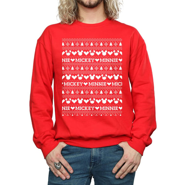 Disney Mens Mickey And Minnie Christmas Fair Isle Sweatshirt