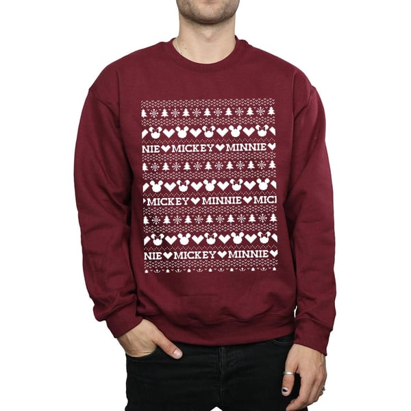 Disney Mens Mickey And Minnie Christmas Fair Isle Sweatshirt