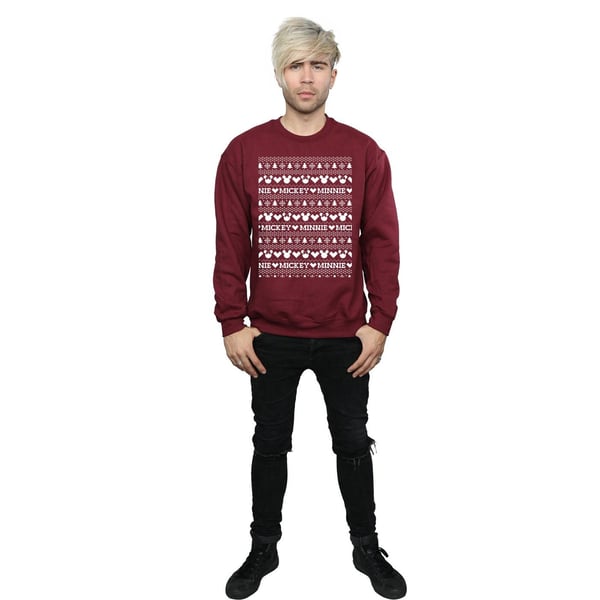 Disney Mens Mickey And Minnie Christmas Fair Isle Sweatshirt