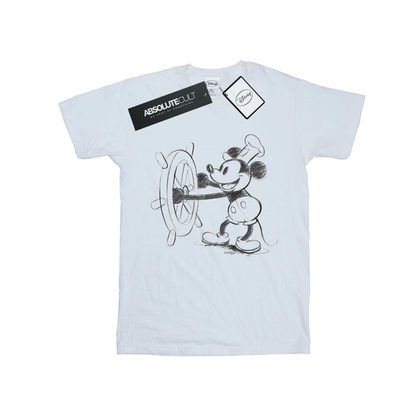 Disney Womens/Ladies Mickey Mouse Steamboat Sketch Cotton Boyfriend T-Shirt