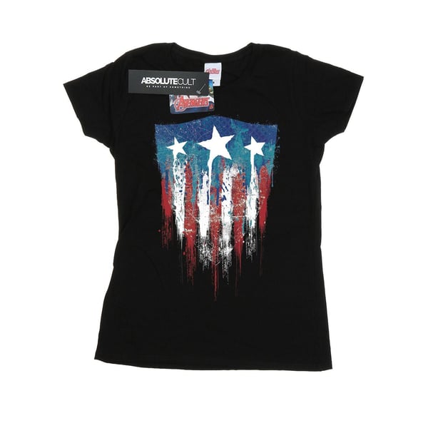 Marvel Womens/Ladies Captain America Flag Shield Cotton T-Shirt