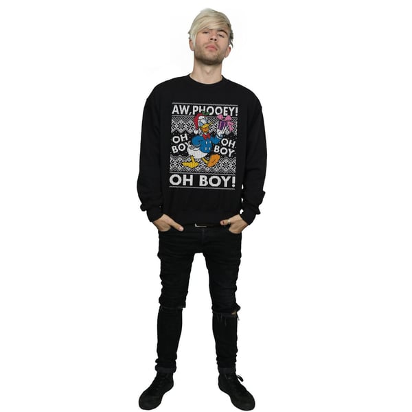 Disney Mens Donald Duck Christmas Fair Isle Sweatshirt