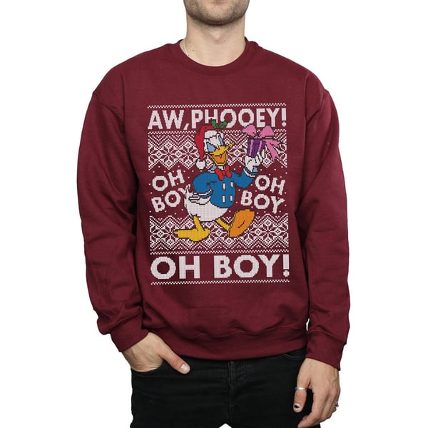 Disney Mens Donald Duck Christmas Fair Isle Sweatshirt