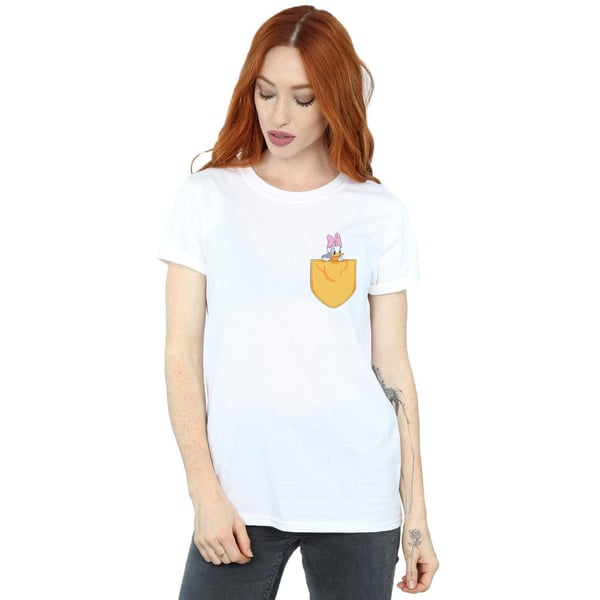 Disney Womens/Ladies Daisy Duck Faux Pocket Cotton Boyfriend T-Shirt