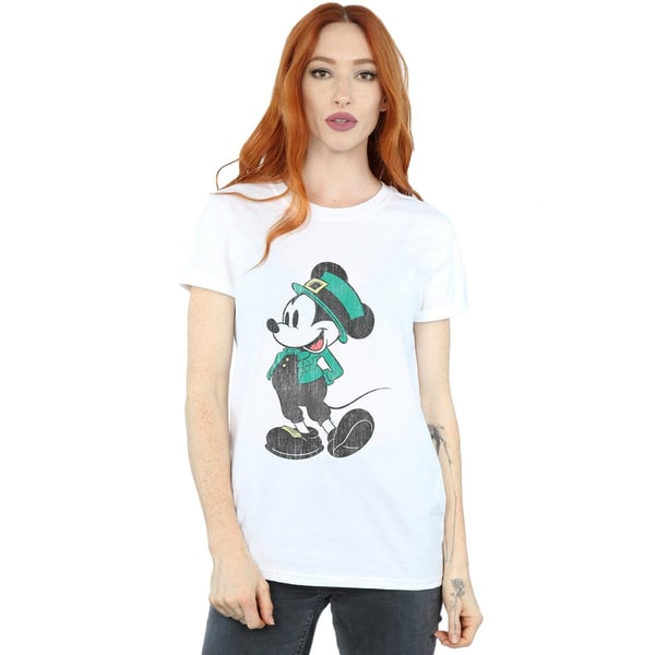 Disney Womens/Ladies Mickey Mouse St Patrick Costume Cotton Boyfriend T-Shirt