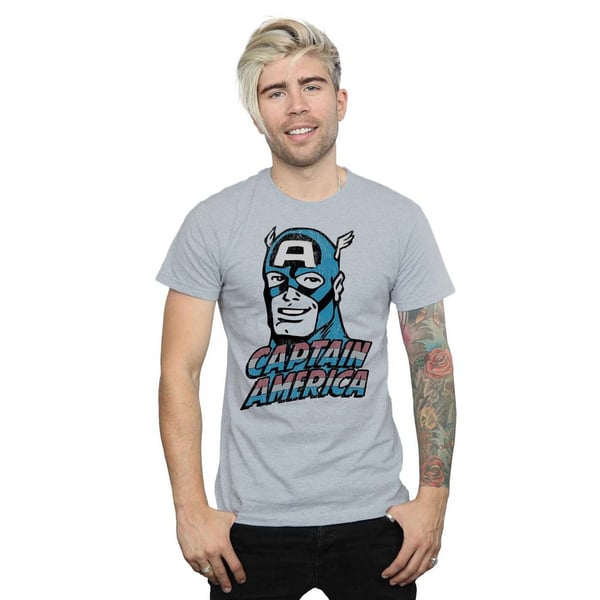 Marvel Mens Captain America Distressed T-Shirt