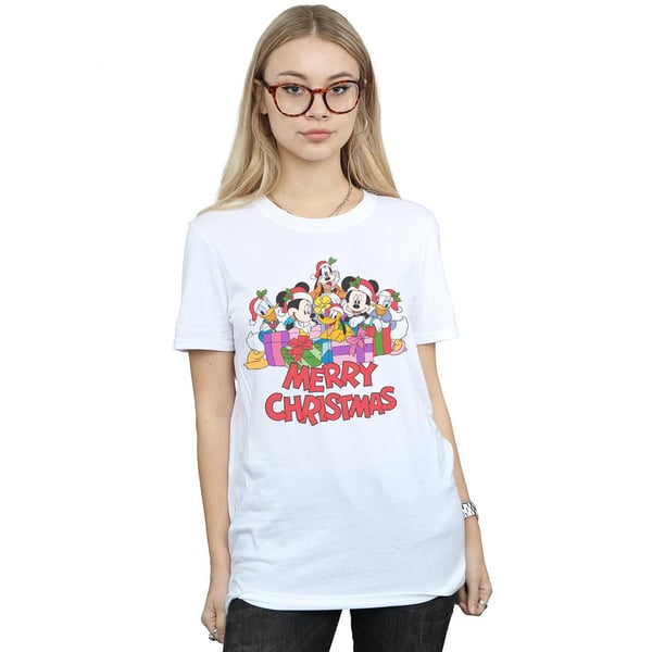 Disney Womens/Ladies Mickey Mouse And Friends Christmas Cotton Boyfriend T-Shirt