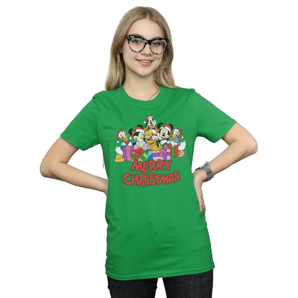 Disney Womens/Ladies Mickey Mouse And Friends Christmas Cotton Boyfriend T-Shirt