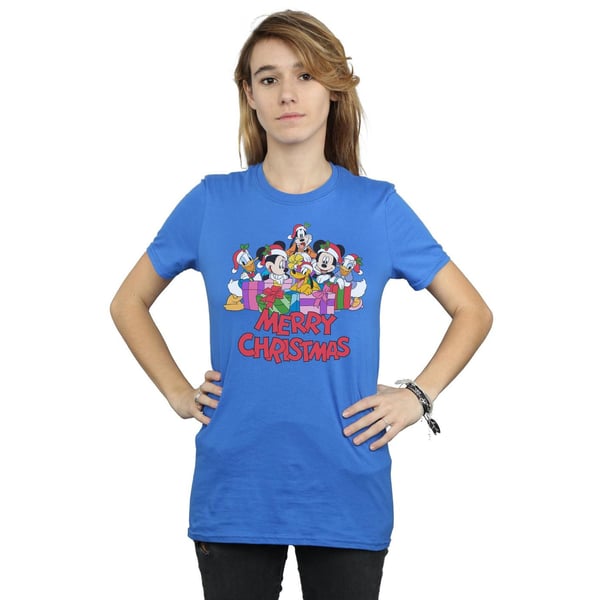 Disney Womens/Ladies Mickey Mouse And Friends Christmas Cotton Boyfriend T-Shirt