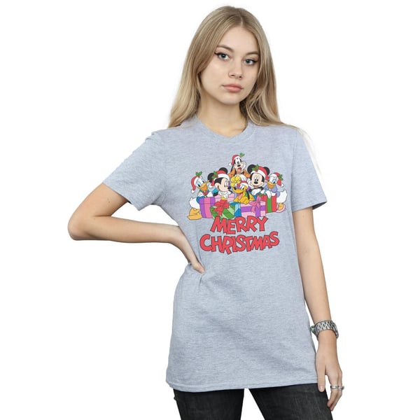 Disney Womens/Ladies Mickey Mouse And Friends Christmas Cotton Boyfriend T-Shirt