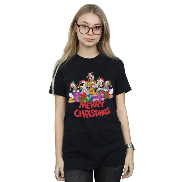 Disney Womens/Ladies Mickey Mouse And Friends Christmas Cotton Boyfriend T-Shirt
