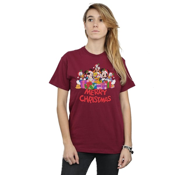 Disney Womens/Ladies Mickey Mouse And Friends Christmas Cotton Boyfriend T-Shirt