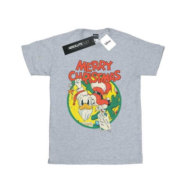 Disney Womens/Ladies Donald Duck Merry Christmas Cotton Boyfriend T-Shirt