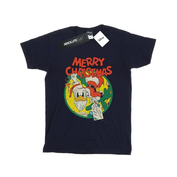 Disney Dam/Dam Donald Duck God Jul T-shirt i bomull i Boyfriend-modell