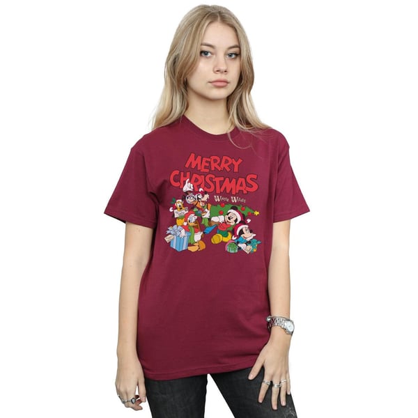 Disney Womens/Ladies Mickey And Friends Winter Wishes Cotton Boyfriend T-Shirt
